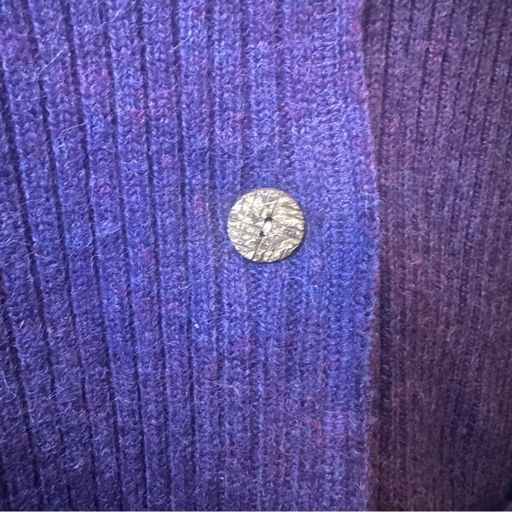Woolrich Deep Purple Ribbed Button Cardigan - Picture 2 of 6